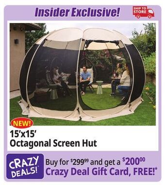 Ocean State Job Lot Crown shades 15' x 15' pop-up octagonal screen hut offer