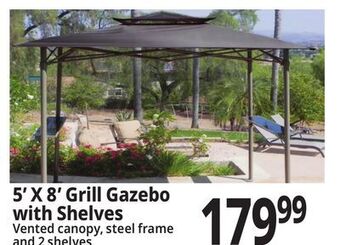 Ocean State Job Lot 5' x 8' grill gazebo with shelves offer