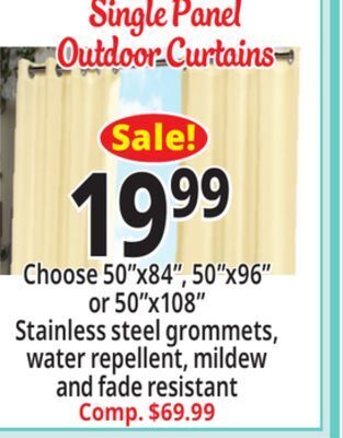 Ocean State Job Lot Single panel outdoor curtains offer