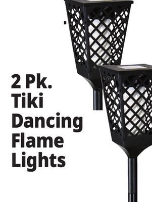 Ocean State Job Lot Solasa flashing solar tiki lights, 2-piece offer