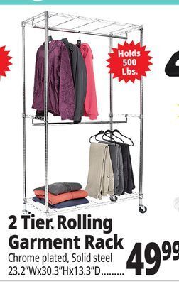 Ocean State Job Lot 2 tier rolling garment rack offer