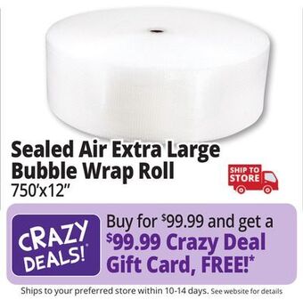 Ocean State Job Lot Sealed air extra large bubble wrap roll offer