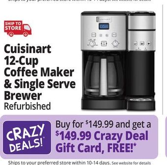 Ocean State Job Lot Cuisinart 12-cup coffee maker & single-serve brewer (factory refurbished) offer