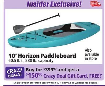 Ocean State Job Lot Lifetime horizon 10' stand up paddleboard offer