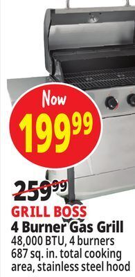 Ocean State Job Lot Grill boss 4 burner gas grill offer