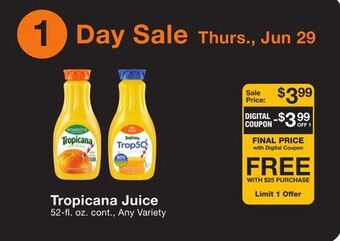 Fairway Store Market Tropicana juice offer