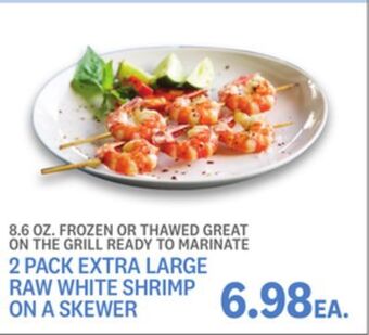 Kings Food Markets 2 pack extra large raw white shrimp on a skewer offer