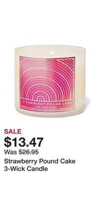 Bath & Body Works Strawberry pound cake 3-wick candle offer