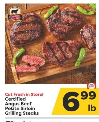 Weis Markets Certified angus beef petite sirloin grilling steaks offer