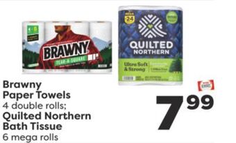 Weis Markets Brawny paper towels 4 double rolls quilted northern bath tissue 6 mega rolls offer