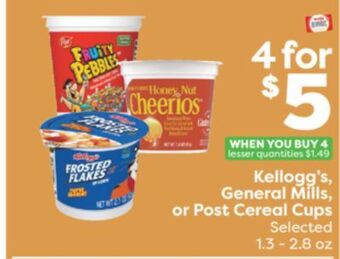 Weis Markets Kellogg's, general mills, or post cereal cups offer