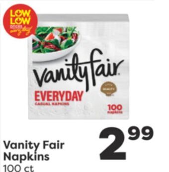 Weis Markets Vanity fair napkins offer