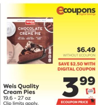 Weis Markets Weis quality cream pies offer