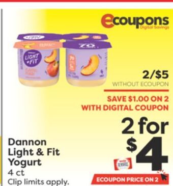 Weis Markets Dannon light & fit yogurt offer