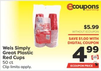 Weis Markets Weis simply great plastic red cups offer