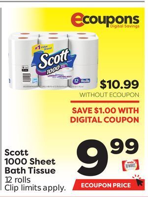Weis Markets Scott 1000 sheet bath tissue offer