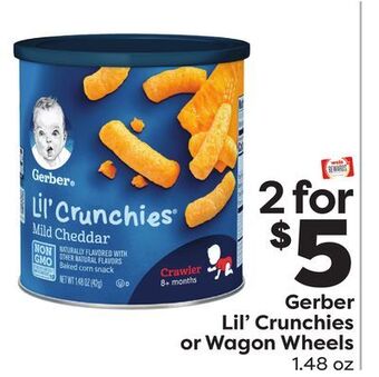 Weis Markets Gerber lil' crunchies or wagon wheels offer