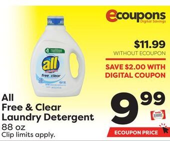 Weis Markets All free & clear laundry detergent offer