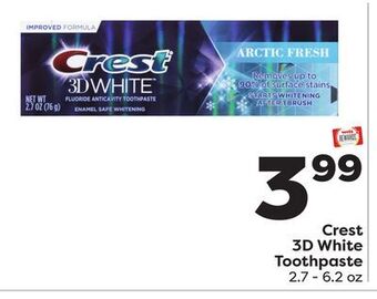 Weis Markets Crest 3d white toothpaste offer
