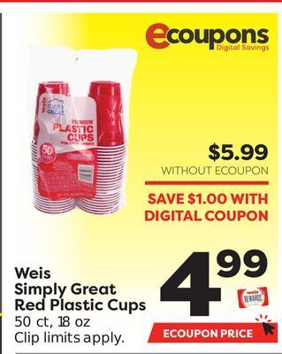 Weis Markets Weis simply great red plastic cups offer