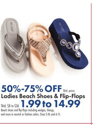Boscov's Ladies beach shoes & flip-flops offer