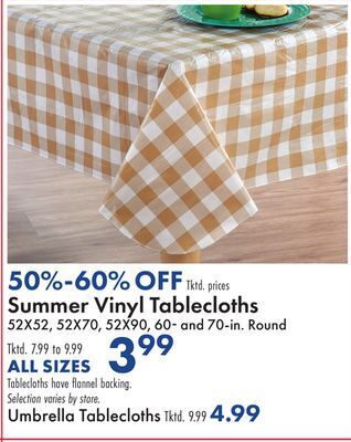Boscov's Summer vinyl tablecloths offer