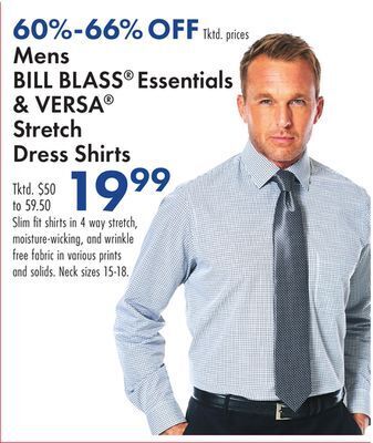 Boscov's Mens bill blass® essentials & versa® stretch dress shirts offer