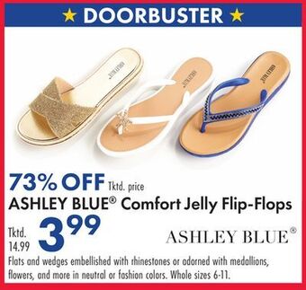 Boscov's Ashley blue® comfort jelly flip-flops offer