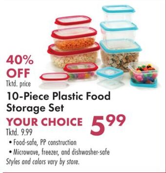 Boscov's 10-piece plastic food storage set offer
