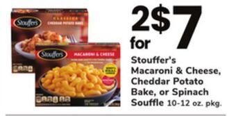 ACME Stouffer's macaroni & cheese, cheddar potato bake, or spinach souffle offer