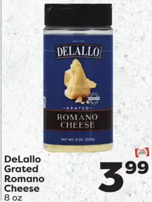 Weis Markets Delallo grated romano cheese offer