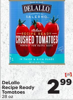 Weis Markets Delallo recipe ready tomatoes offer