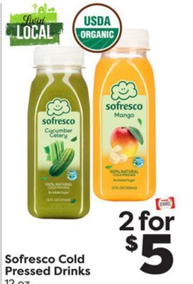 Weis Markets Sofresco cold pressed drinks offer