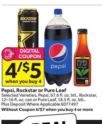 Stop&Shop Pepsi, rockstar or pure leaf offer