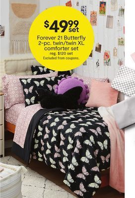 JC Penney Forever 21 butterfly 2-pc. twin/twin xl comforter set offer