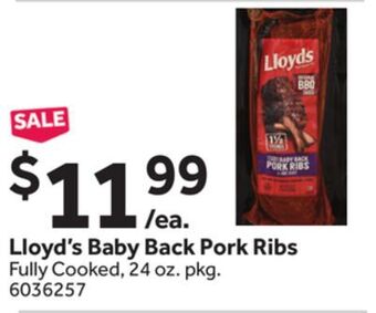 Stop&Shop Lloyd's baby back pork ribs offer