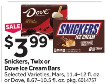 Stop&Shop Snickers, twix or dove ice cream bars offer