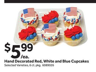 Stop&Shop Hand decorated red, white and blue cupcakes offer