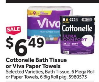 Stop&Shop Cottonelle bath tissue or viva paper towels offer