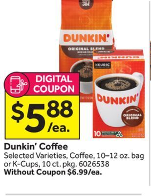 Stop&Shop Dunkin' coffee offer