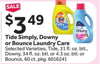 Stop&Shop Tide simply, downy or bounce laundry care offer