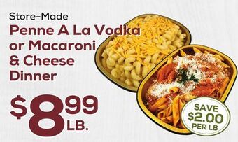 DeCicco & Sons Penne a la vodka or macaroni & cheese dinner offer