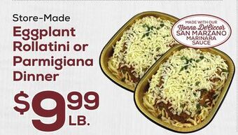 DeCicco & Sons Eggplant rollatini or parmigiana dinner offer
