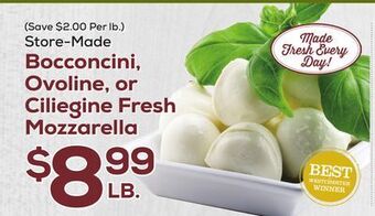 DeCicco & Sons Bocconcini, ovoline, or ciliegine fresh mozzarella offer