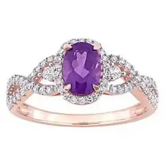 Kohl's Stella grace 10k rose gold amethyst, white sapphire & 1/3 carat t.w. diamond halo twist ring offer