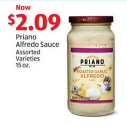 Aldi Priano Alfredo Sauce Assorted Varieties 15 oz. offer
