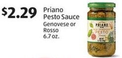 Aldi Priano Pesto Sauce Genovese or Rosso 6.7 oz offer