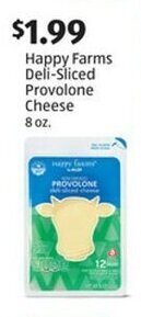 Aldi Happy Farms Deli-Sliced Provolone Cheese 8 oz. offer