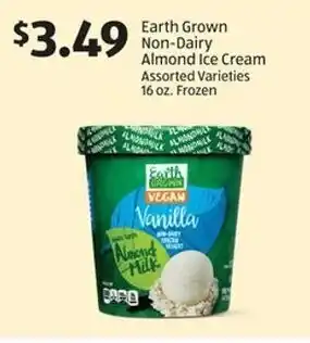 Aldi Earth Grown Non-Dairy Almond Ice Cream Assorted Varieties 16 oz. Frozen offer