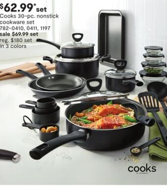 JC Penney Cooks 30-pc. nonstick cookware set offer